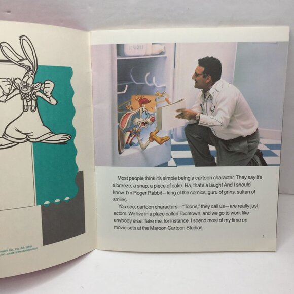 Vintage Disney Who Framed Roger Rabbit Story Book Music Photos Motion Picture - Picture 2 of 8